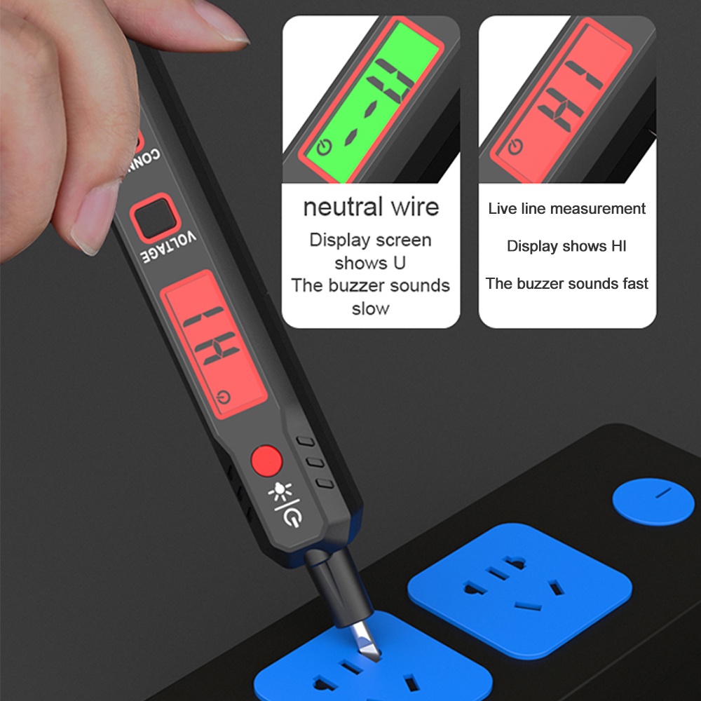 Bút thử điện DIYMORE HT89 màn hình LCD cảm ứng âm thanh và ánh sáng độ nhạy cao tiện lợi
