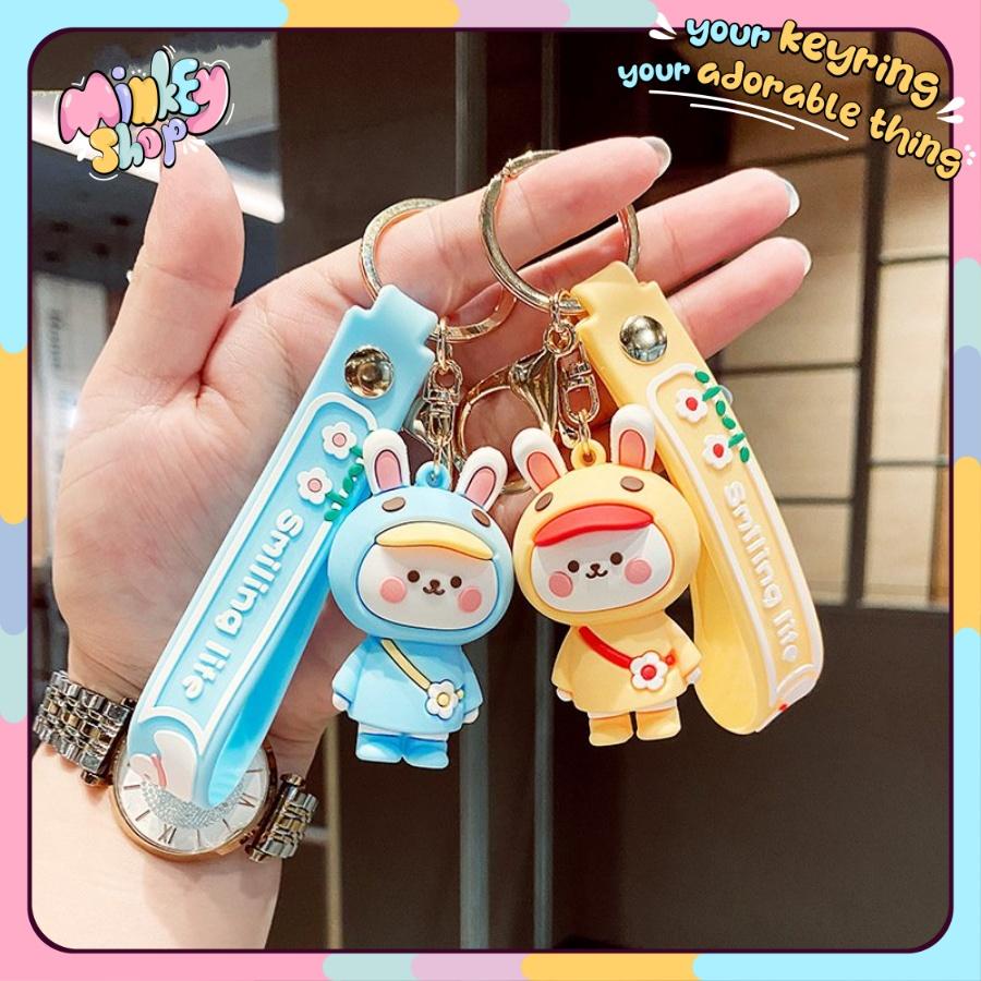 Móc Khoá Thỏ SMILING Dễ Thương Nhiều Mẫu Đáng Yêu Phụ Kiện Túi Xách, Balo, Ô tô Cute Hottrend 2022 02MKT -Minkey
