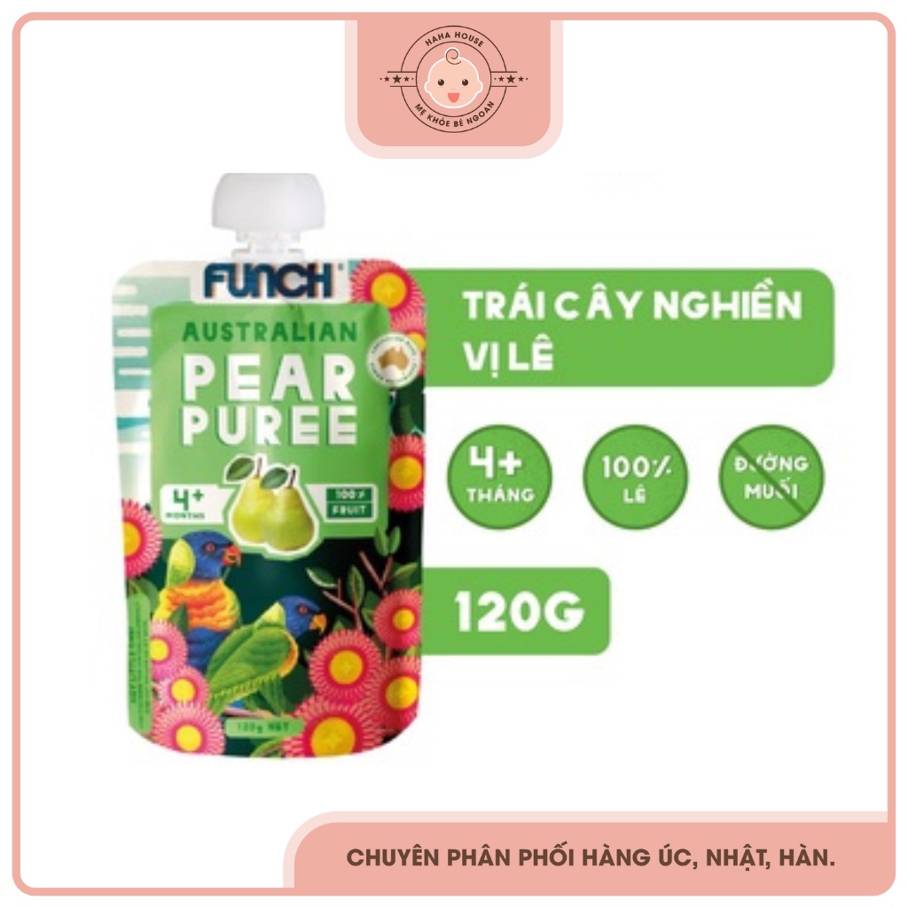 Trái cây nghiền hoa quả nghiền ăn dặm vị lê 100% cho bé từ 4 tháng tuổi FUNCH 120g