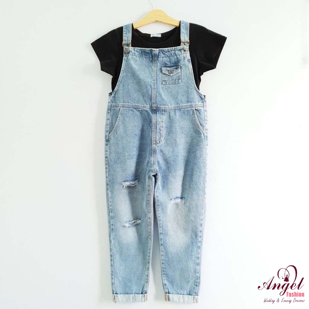 [Freeship] QUẦN YẾM JEAN NỮ DÀI KIỂU RÁCH CÁ TÍNH THỜI TRANG NOBLE TN222