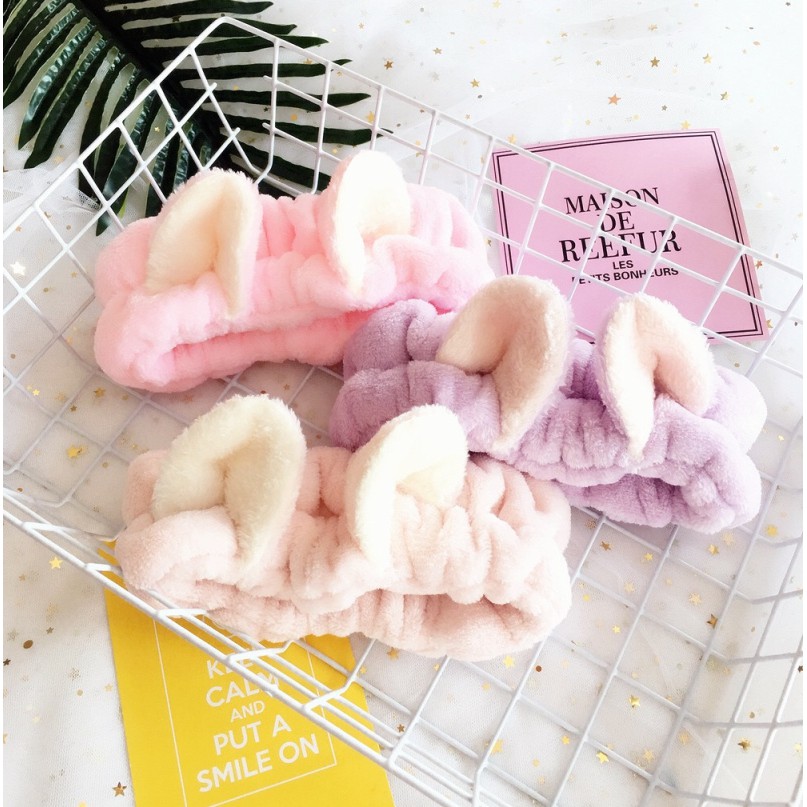 Băng đô tuaban tai thỏ và tai mèo vải nhung 3D