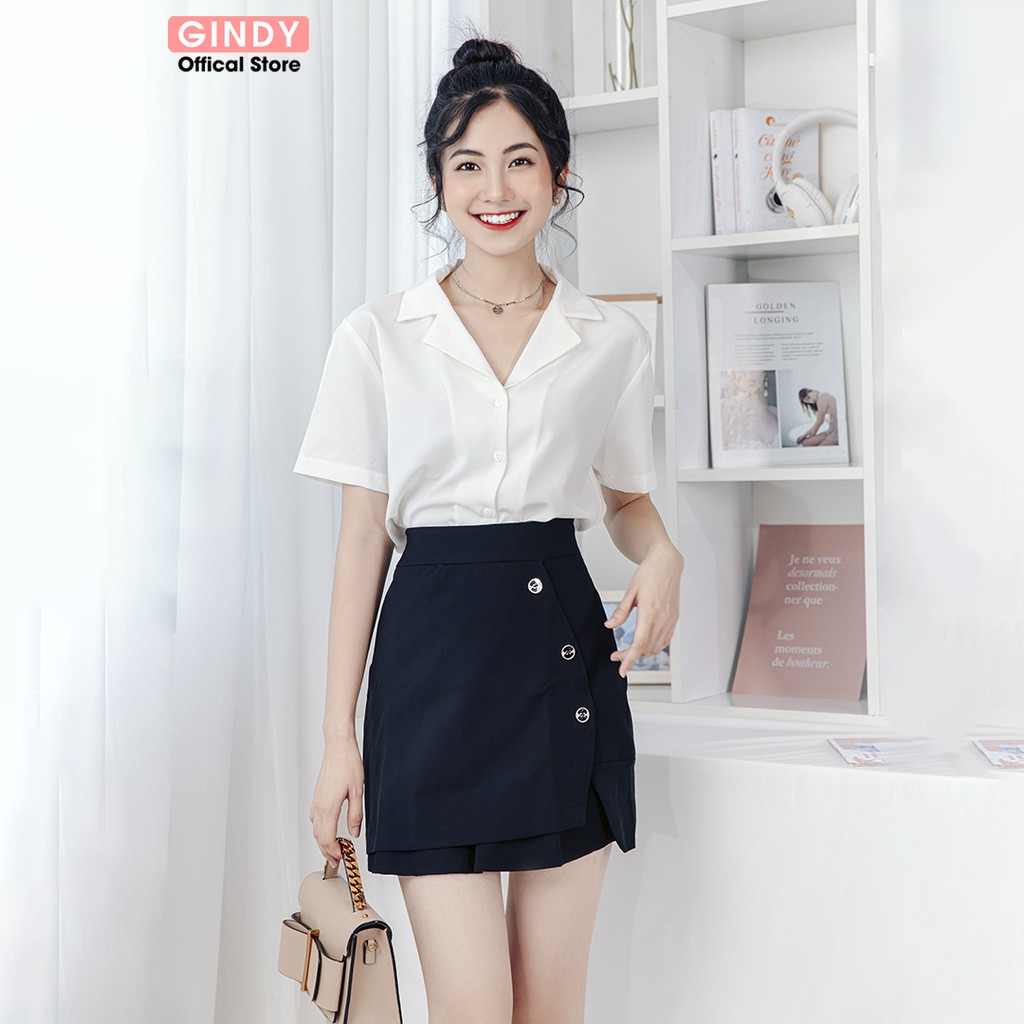 Chân Váy ngắn chữ A GINDY  3 cúc gấu bèo thời trang hàng thiết kế V5165 | BigBuy360 - bigbuy360.vn