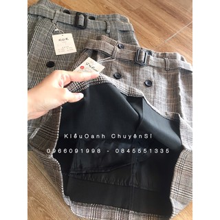 Chân váy dạ kẻ dáng A QC