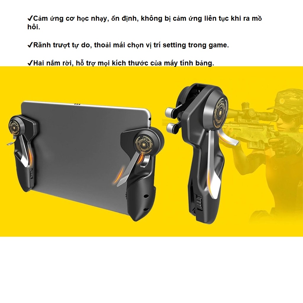 Tay cầm chơi game iPad,Tablet  Memo Autotap chơi PUBG/FreeFire/ROS 6 ngón siêu nhạy cho máy tính bảng Ipad gaming.