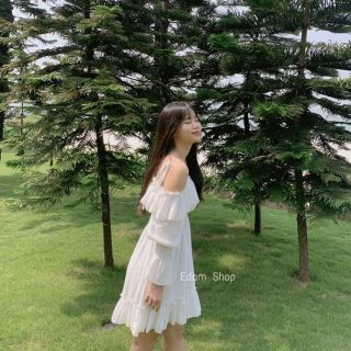 🌸 Đầm xòe Joly trễ vai nhún bèo tiểu thư