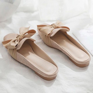 Dép Sandal Đế Bằng Phối Nơ Thời Trang Nữ Dễ Thương