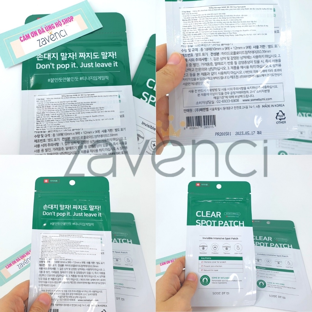 Miếng dán mụn Some By Mi Clear Spot Patch ngăn ngừa mụn 18 miếng - ZAVENCI Official