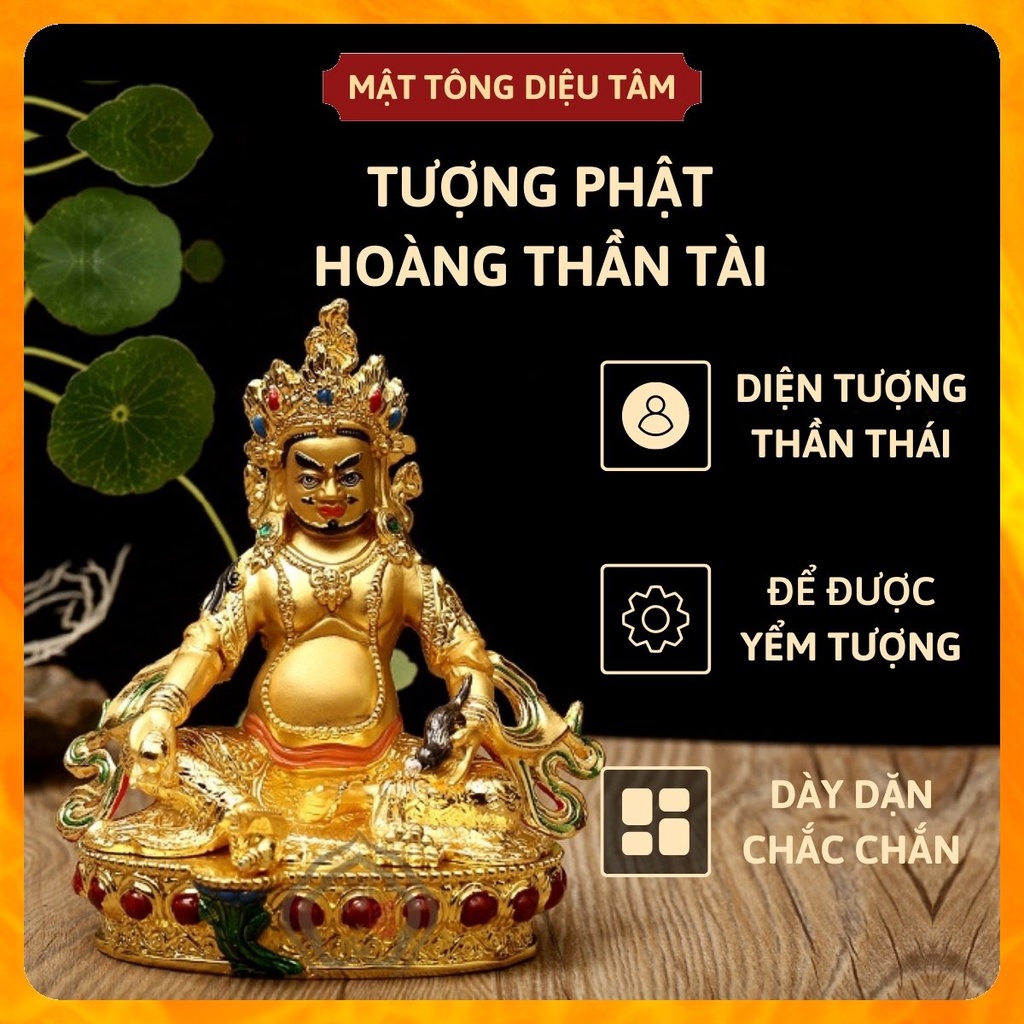 Tượng phật hoàng thần tài mật tông Zambhala đá màu đồ thờ cúng Diệu Tâm
