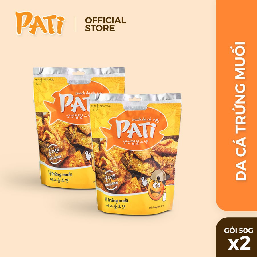 Snack Da Cá PATI Cao Cấp Chiên Giòn Vị Ớt Xanh/ Trứng Muối