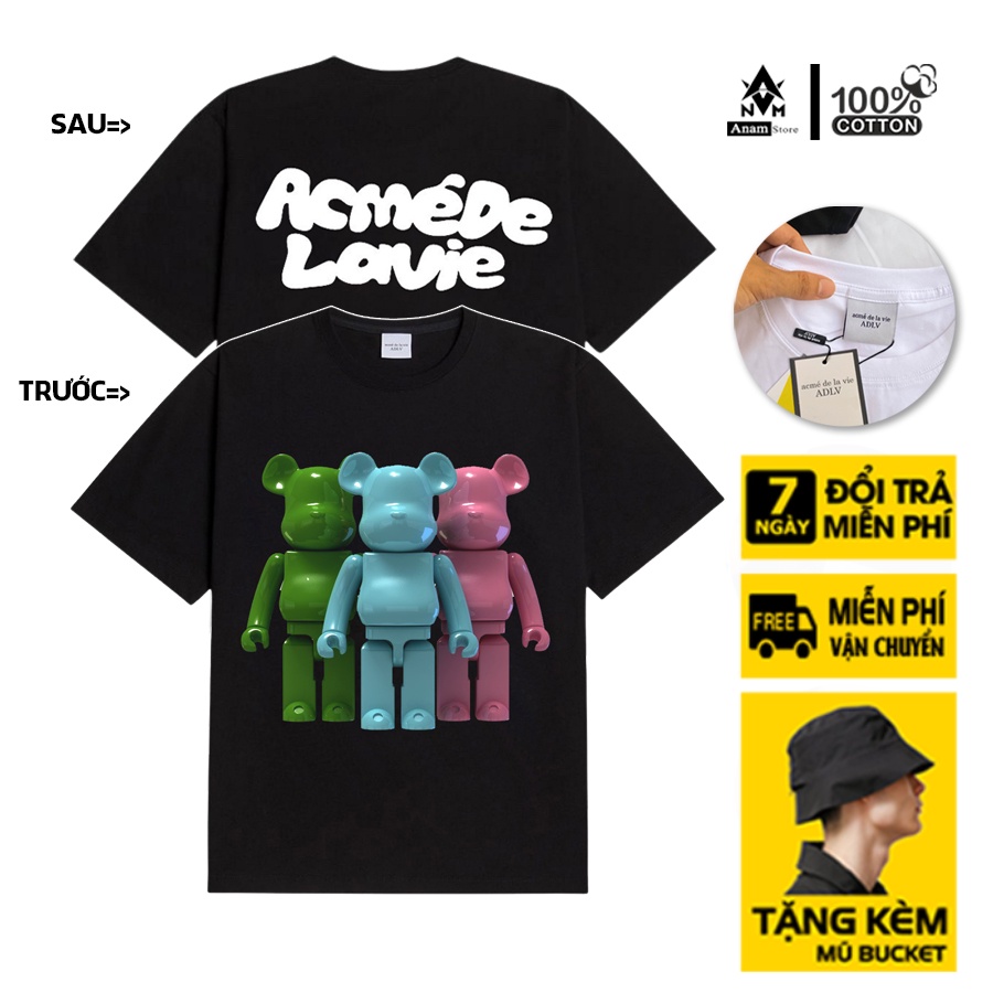 Áo thun bearbrick 8 cotton 100% chính phẩm, form oversize, chuẩn hàng xịn, full tem mạc, Anam Store