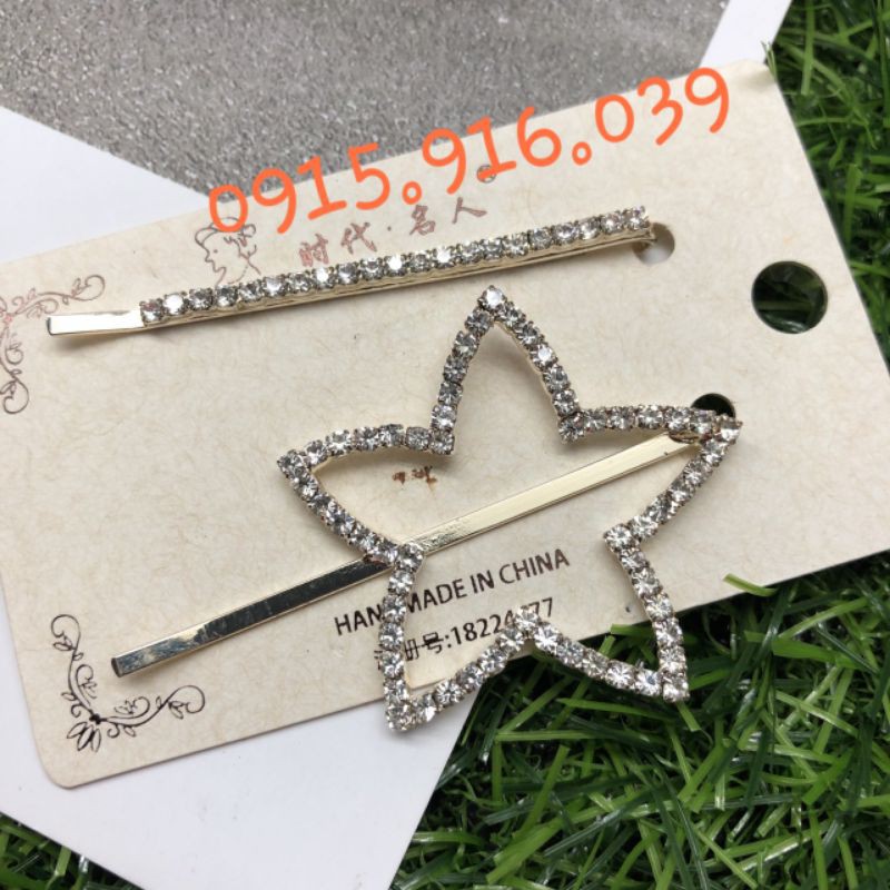 Set 2 kẹp tóc hình ngôi sao đính đá nhân tạo