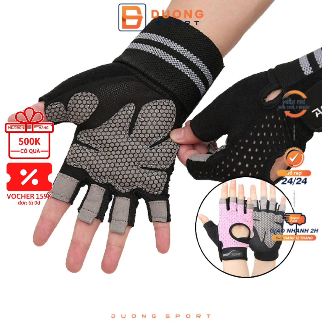 Găng Tay Nam, Nữ Tập Gym Chính Hãng Aolikes Có Cuốn Hở Bàn AL113B