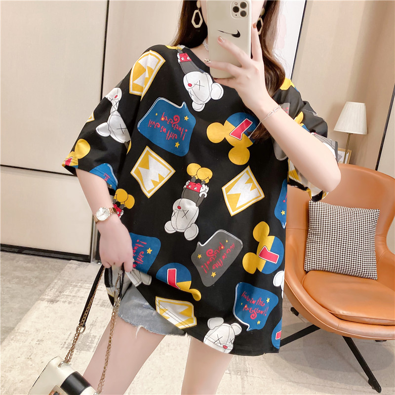 2021 Women's Blouse Summer Short sleeveT shirt Fashion Clothing Round Neck Student Tees/ Clothes Tees