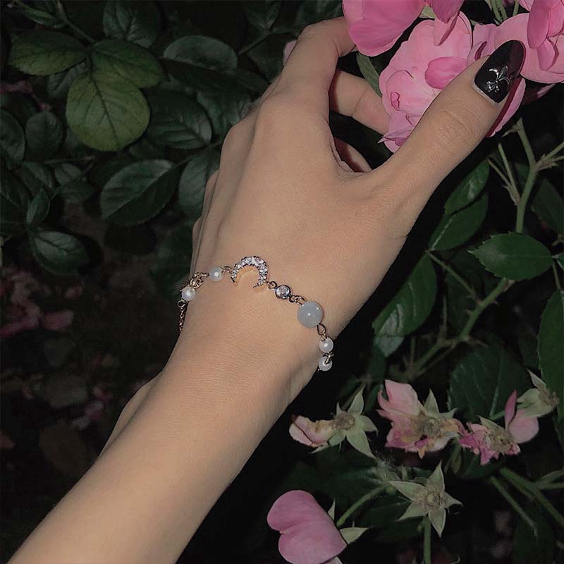 Vòng tay nữ ngọc trai lắc tay nữ hình mặt trăng ngôi sao xinh xắn dễ thương | BigBuy360 - bigbuy360.vn