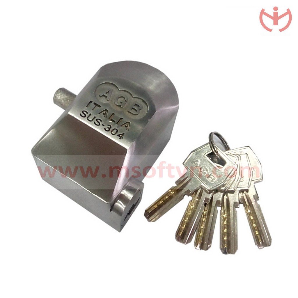 Ổ khóa chụp chống cắt AGB SUS 304 thân Inox chìa vi tính - MSOFT