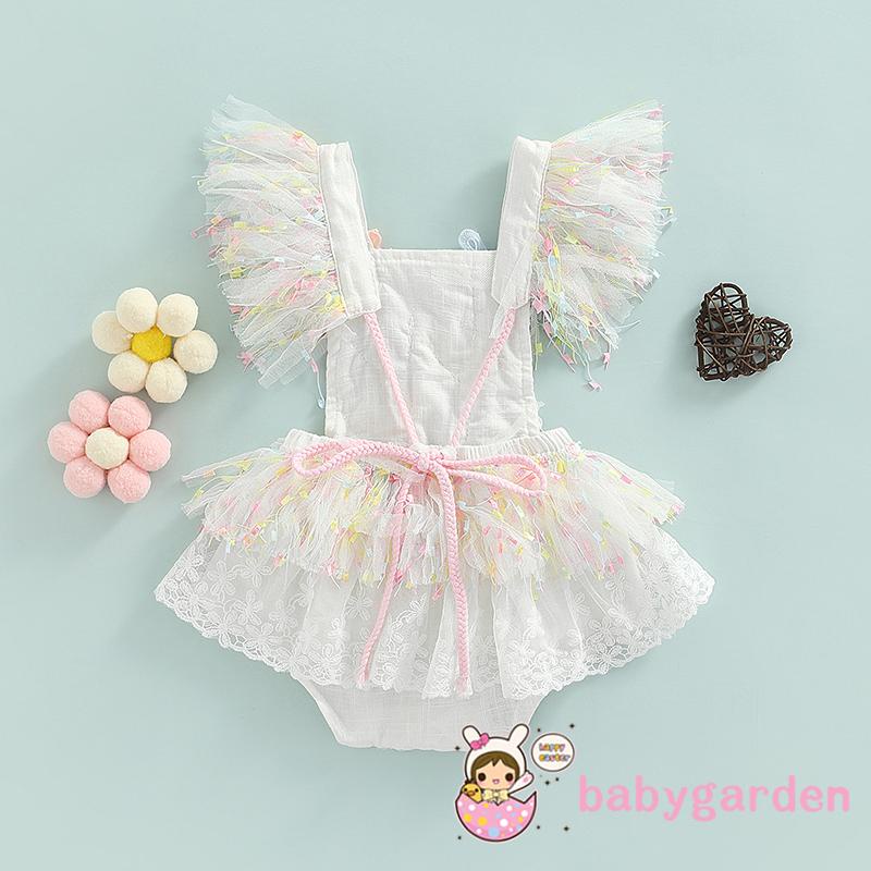 Bộ Áo Liền Quần Không Tay Phối Ren Nhiều Màu Dành Cho Bé Gái 0-24 Tháng Tuổi