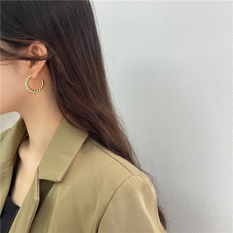 [JUNG/Jung Accessories] Bông tai/Hoa tai hợp kim Bông tai tròn xoắn phong cách Hàn Quốc