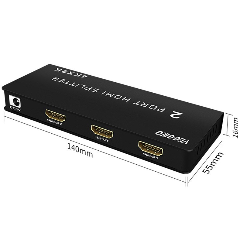 VEGGIEG 1 in 2 Out HDMI Splitter 4Kx2K HDCP HDMI Mini Video Splitter for TV IPTV PS4 Notebook Switch Splitter