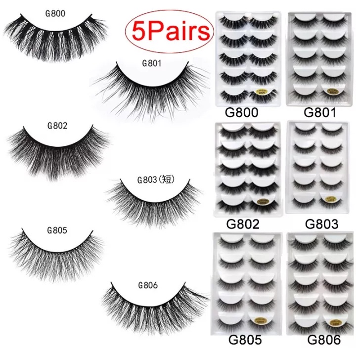 [Hàng mới về] 5 cặp lông mi giả 3D dáng dài và dày tự nhiên dành cho nữ
