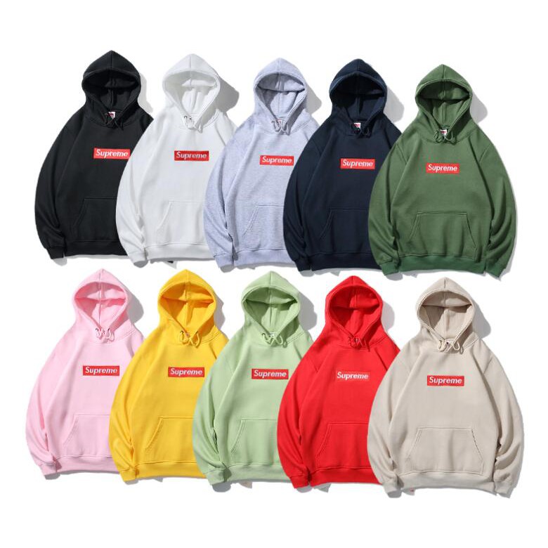 Áo Hoodie Vải Cotton Thêu Chữ Supreme Thời Trang Cho Nam Nữ