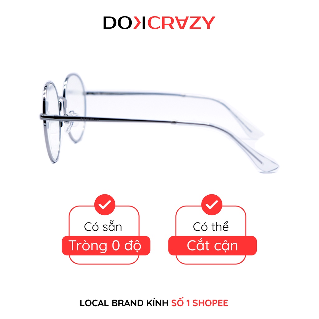 Kính cận tròn nam nữ DOKCRAZY gọng kim loại có thể cắt mắt phong cách Hàn Quốc HANY