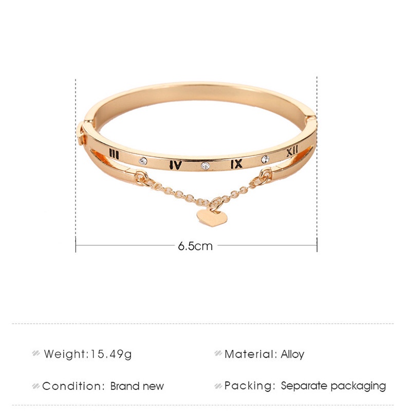 Vòng đeo tay khắc chữ số La Mã thời trang sang trọng dành cho nữ
