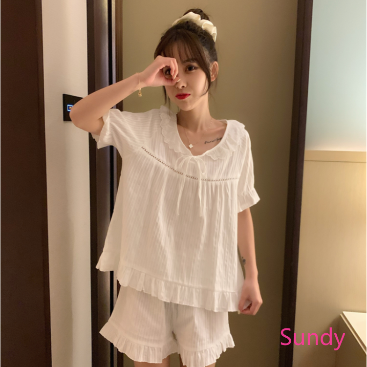 Bộ đồ ngủ dáng rộng tay ngắn thời trang Hàn Quốc cho nữ