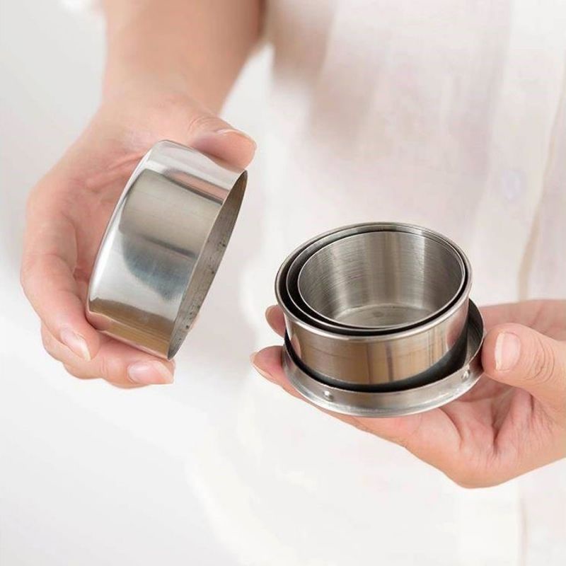 Ly uống nước bằng thép có thể xếp gọn tiện dụng