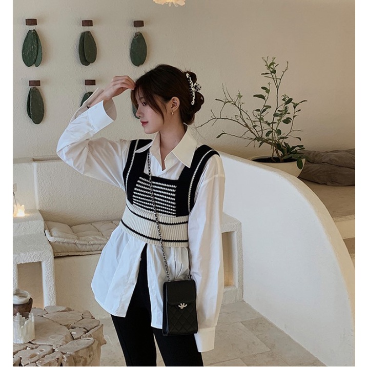 Áo croptop không tay kẻ sọc phong cách retro Hàn Quốc cho nữ | BigBuy360 - bigbuy360.vn