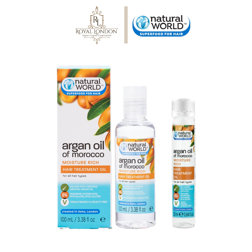 Dầu dưỡng tóc Argan oil of Morocco NATURAL WORLD 25ml - 100ml