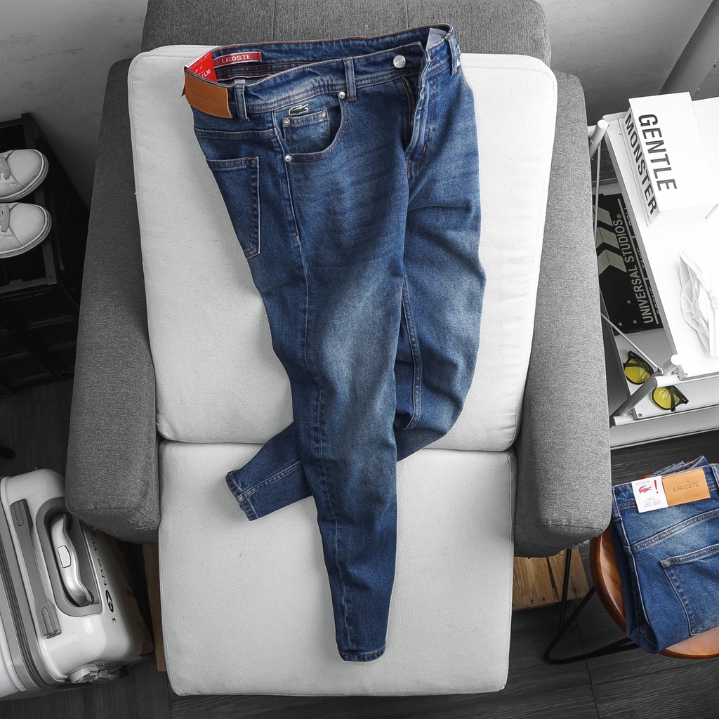 Quần Jean dài Nam LCST xanh wash,Form Slimfit.chất vải co dãn,ống 15-18cm,Hàng VNXK - 122113