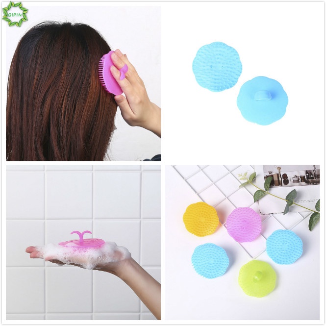 [Hàng mới về] Bàn chải mát xa da đầu hình tròn bằng silicon màu sắc giao ngẫu nhiên