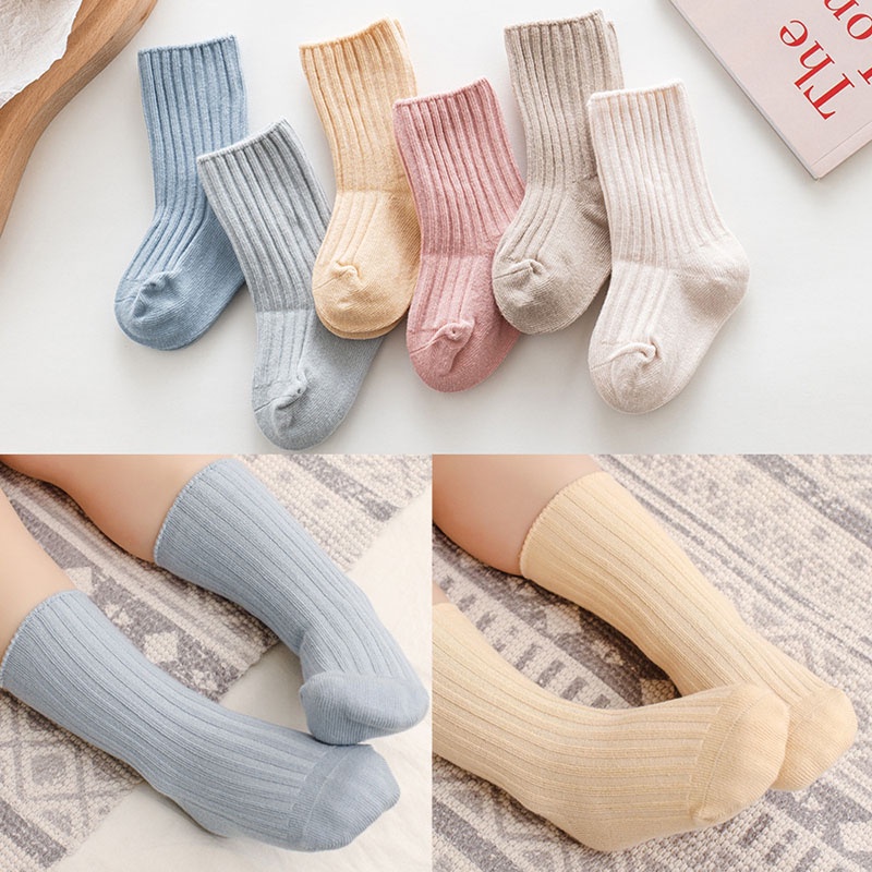 Vớ cotton mềm màu trơn thời trang mùa thu đông cho bé 0-24 tháng tuổi