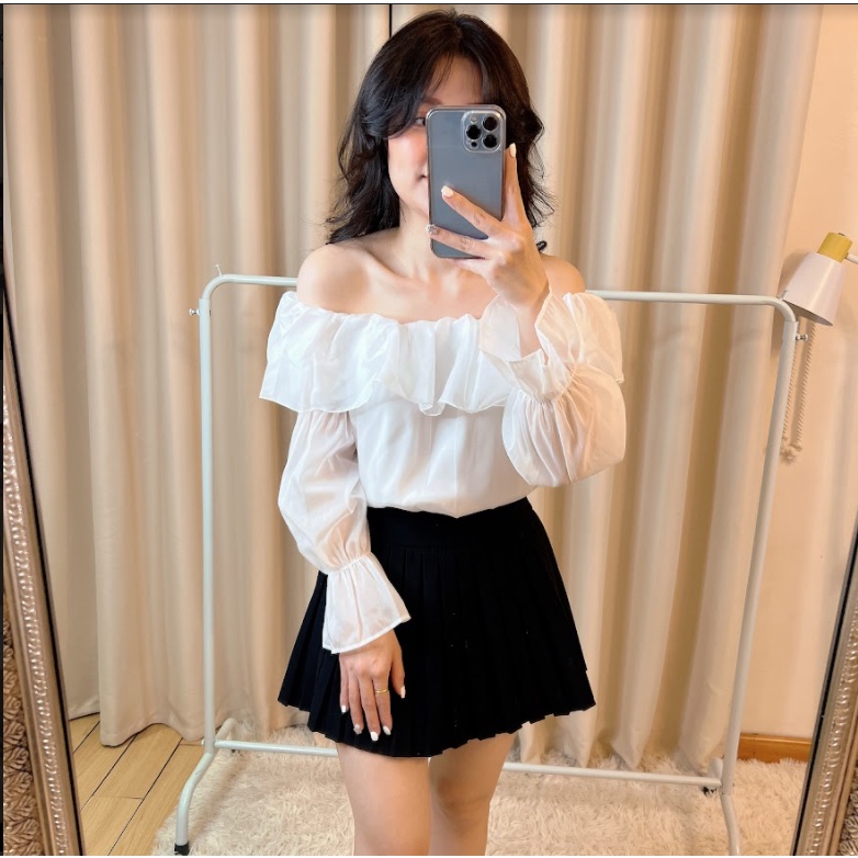 Áo trễ vai voan tay bồng