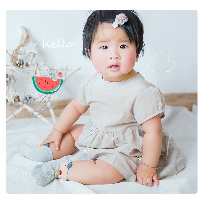 Bộ 5 Đôi Tất Lưới Chống Trượt Hoạ Tiết Hoạt Hình Cho Bé