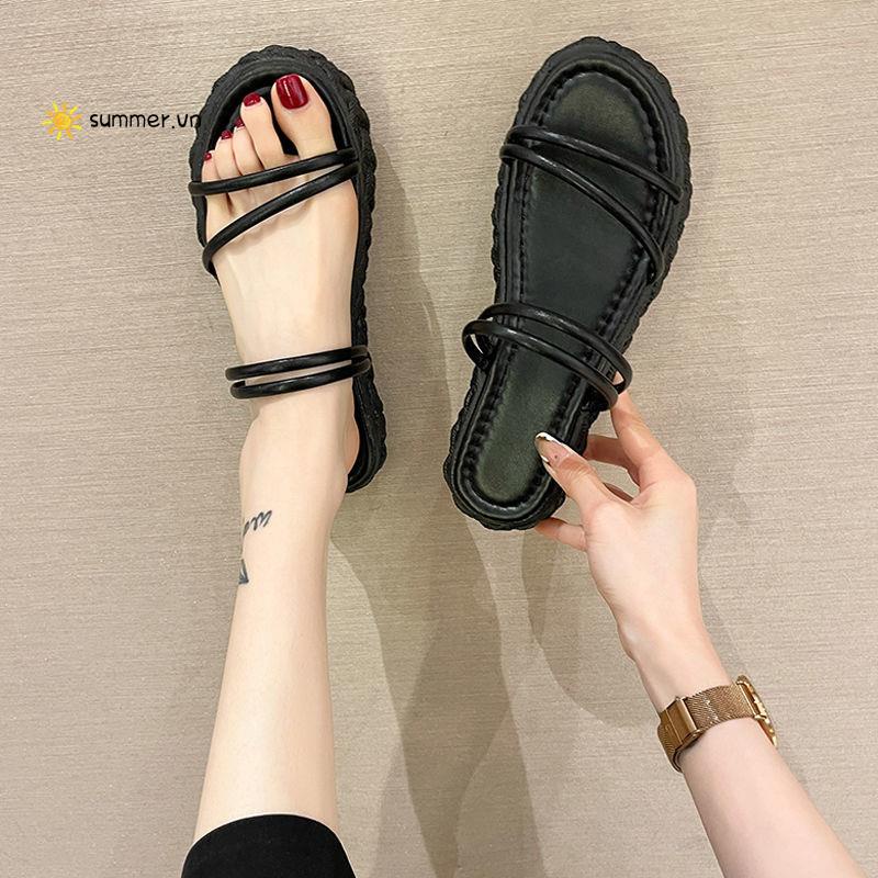Dép Sandal Mùa Hè Hai Quai Đế Phẳng Phong Cách Thời Trang Mới Cho Nữ Dễ Phối Đồ