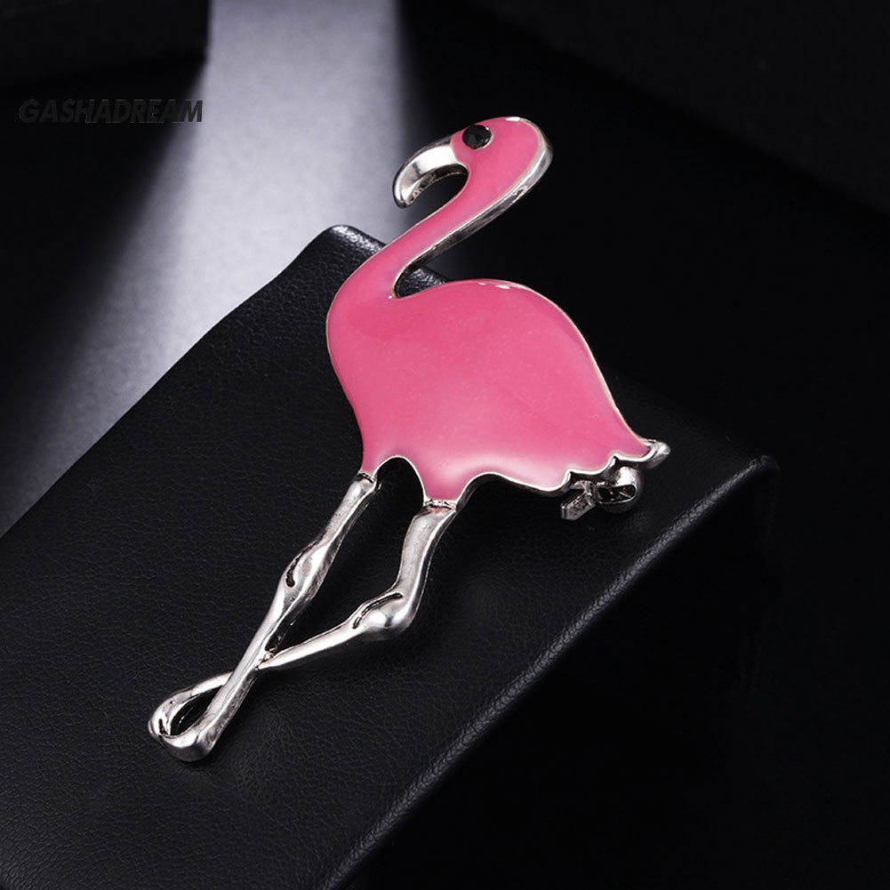 ♉GD Women Fashion Enamel Cute Flamingo Shape Brooch Pin Dress Scarf Jewelry Gift