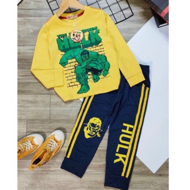 Bộ Quần Áo Thu Đông Bé Trai Vải Cotton Xuất Dư , Bộ Cotton Dài Tay Bé Trai