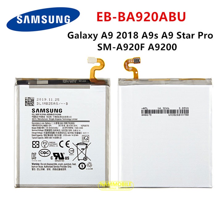Pin Samsung Galaxy A9 2018, A920 EB-BA920ABU 3800mAh Zin + Tặng Keo dán Pin + FreeShip