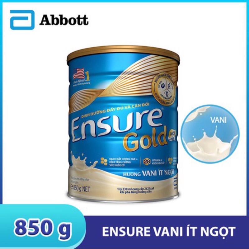 Sữa Bột Ensure Gold Vani 850g Ít Ngọt