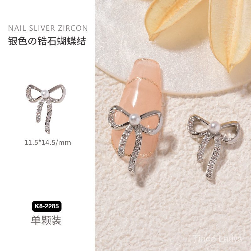 Phụ Kiện Trang Trí Móng Tay Hình Nơ / Ngôi Sao / Ngọc Trai / Đá Zircon / Kim Cương Sang Trọng