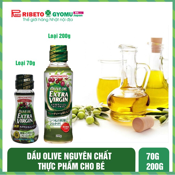 Dầu Ô liu nguyên chất (Olive oil xtra virgin) loại 70g/chai và loại 200g/chai - hàng nội địa Nhật Bản