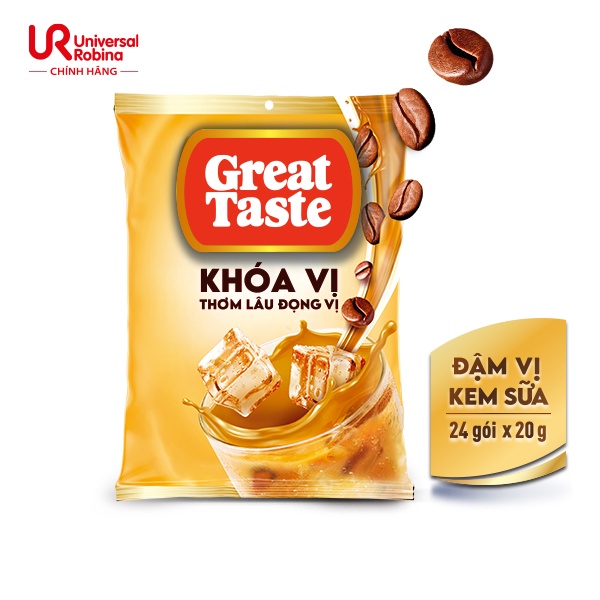 Cà phê Great Taste Khóa Vị - Đậm vị kem sữa - Túi 24 gói