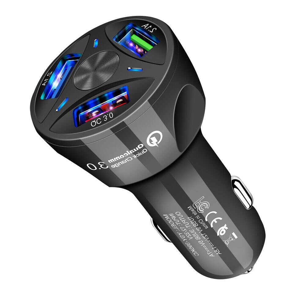 Củ sạc nhanh 3 cổng USB có đèn LED cho điện thoại 12V-24V 3A QC3.0