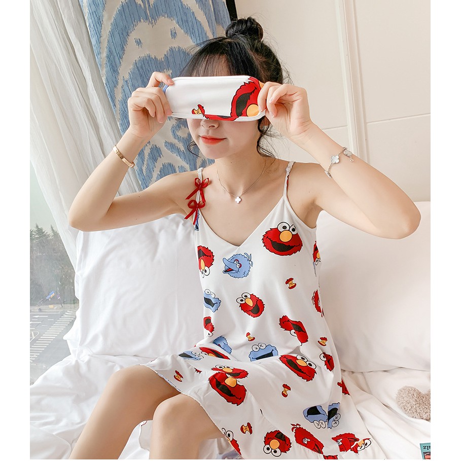 Váy Ngủ Nữ Siêu Xinh Xắn - Đồ Ngủ Mặc Nhà Có Miếng Đệm Mềm Mịn Gợi Cảm VN04 - Tặng Ngay Bịt Mắt Ngủ Cùng Kiểu | BigBuy360 - bigbuy360.vn