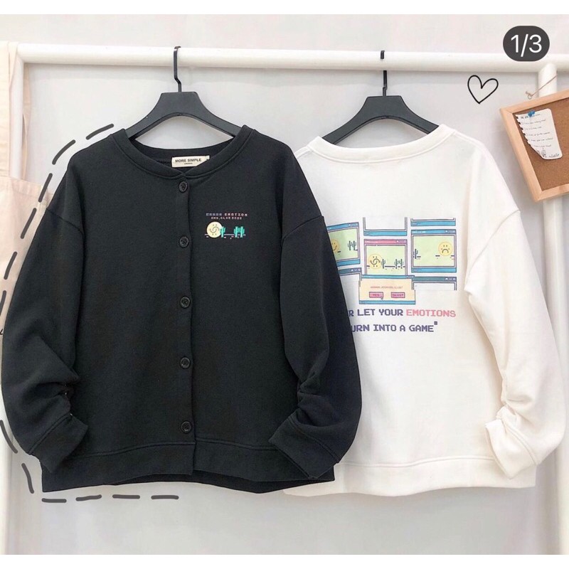 ÁO HOODIE NỮ CÓ HÀNG NÚT, HỌA TIẾT MẶT CƯỜI. CAM KẾT VẢI XỊN | BigBuy360 - bigbuy360.vn