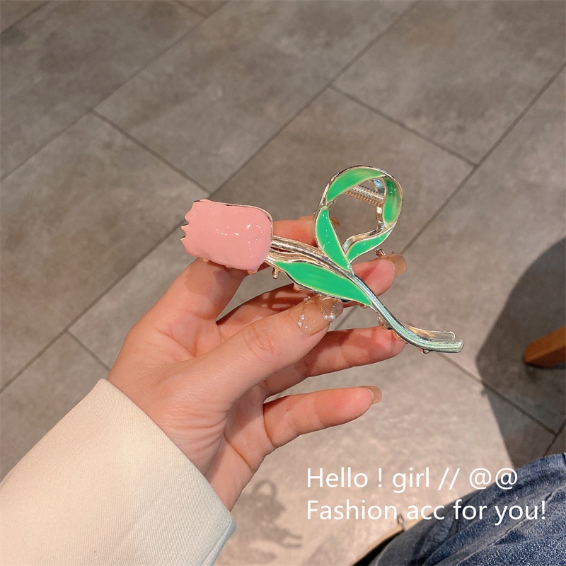 Kẹp Tóc Hình Hoa Tulip/Cá Mập Bằng Hợp Kim Thời Trang Hàn Quốc Cho Nữ
