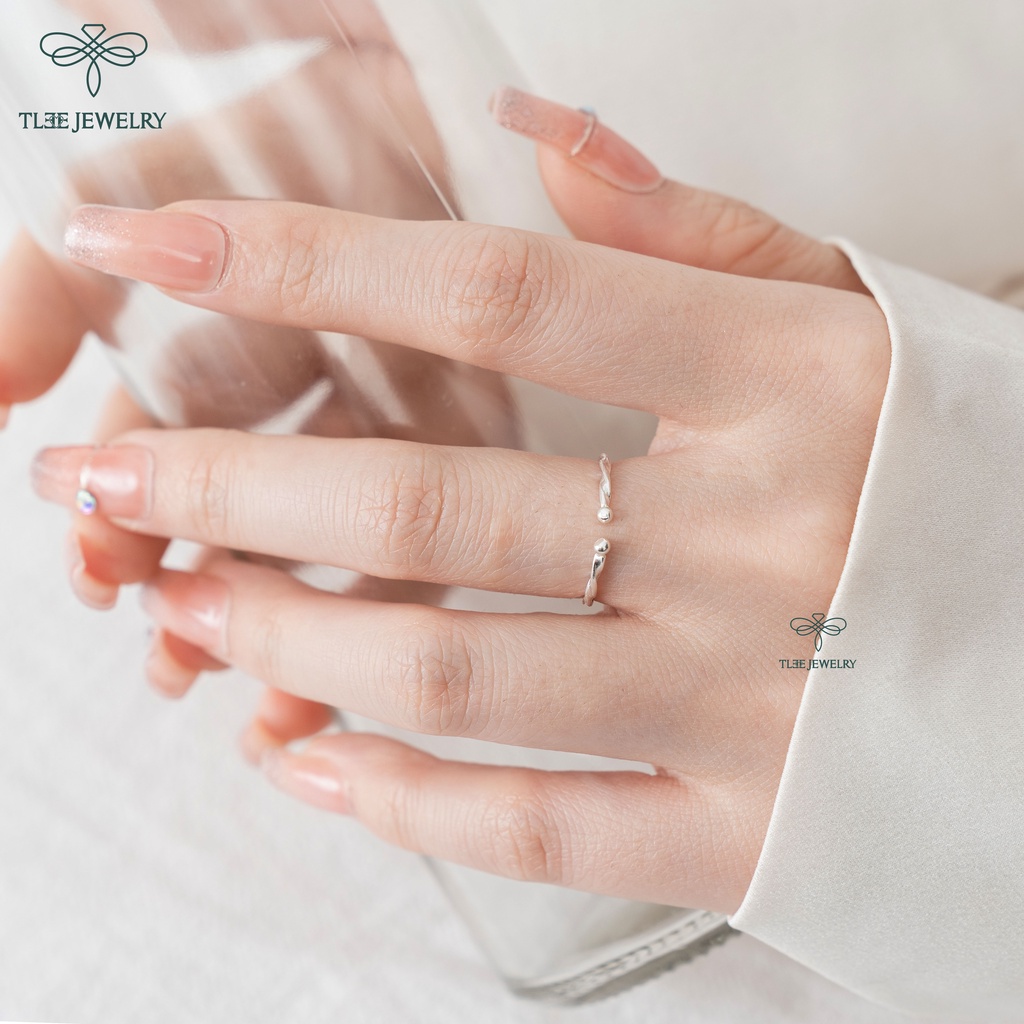 Nhẫn bạc nữ TLEE xoắn bi trơn basic cá tính TleeJewelry A0218