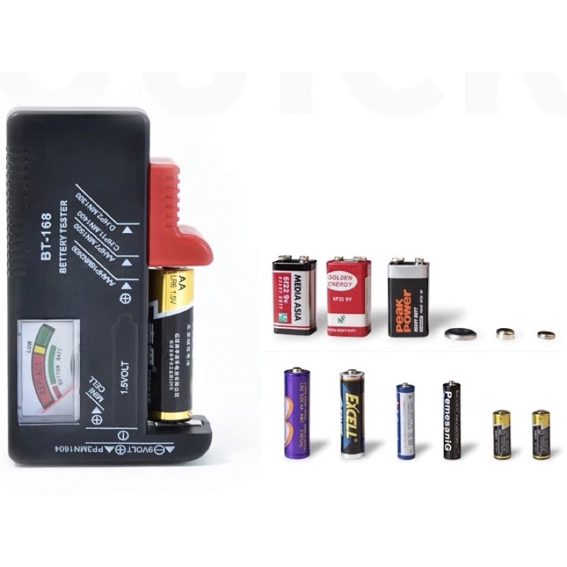 Máy test kiểm tra dung lượng pin đầu kẹp AA/AAA/C/D/9V/1.5V đo hiệu điện thế hiển thị mức độ dưới dạng đồng hồ