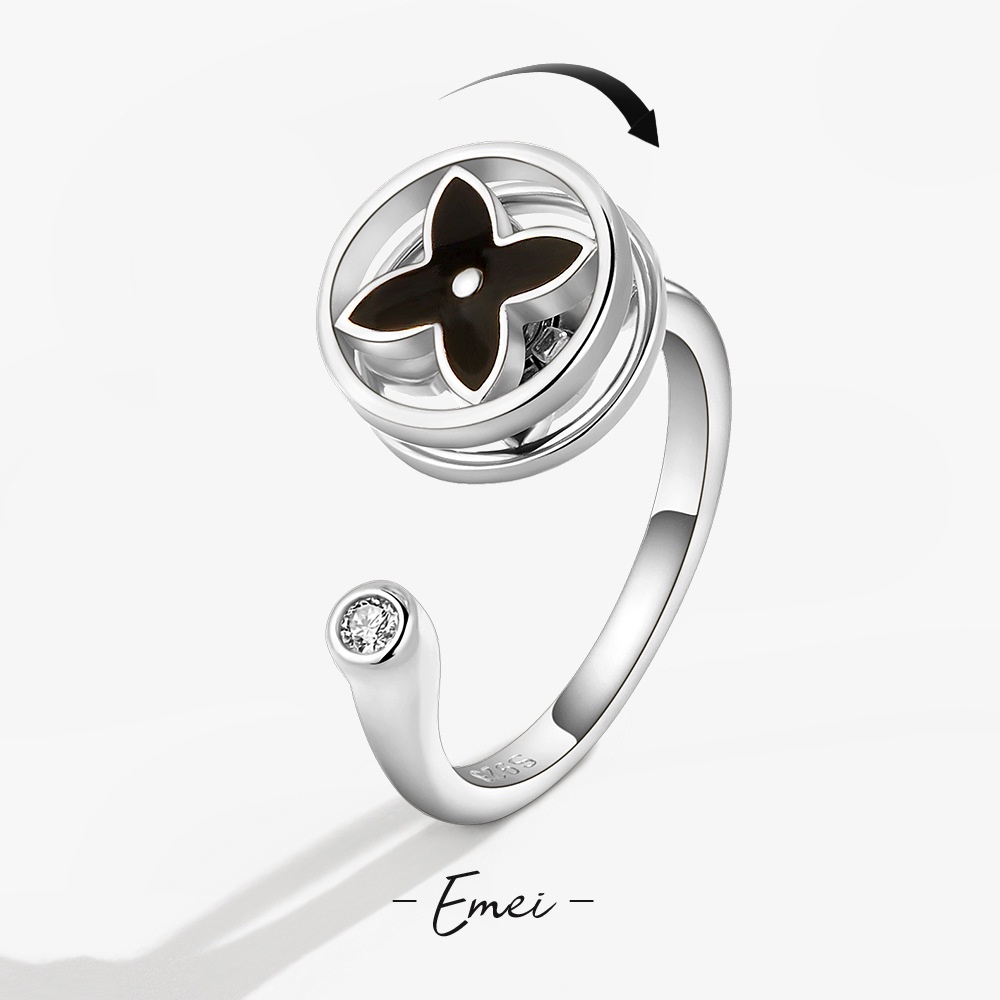 Nhẫn Xoay Hình Cỏ Ba Lá Đính Đá Zircon Thời Trang Cho Nữ